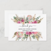 Roze groene Floral botanische bruiloft Hartelijk d Bedankkaart (Voorkant / Achterkant)