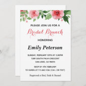 Roze groene Floral Bridal Shower Kaart (Voorkant / Achterkant)