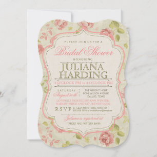 Roze Groene Floral Bridal Shower Kaart
