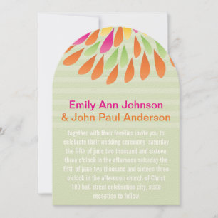 Roze groene Floral Chrysanthemum Wedding Uitnodigi Kaart