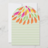 Roze groene Floral Chrysanthemum Wedding Uitnodigi Kaart (Achterkant)