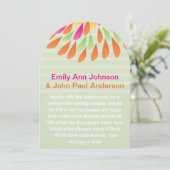 Roze groene Floral Chrysanthemum Wedding Uitnodigi Kaart (Staand voorkant)