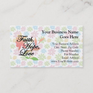 Roze/Groene Floral Faith Hope Love Visitekaartje
