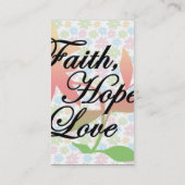 Roze/Groene Floral Faith Hope Love Visitekaartje (Achterkant)