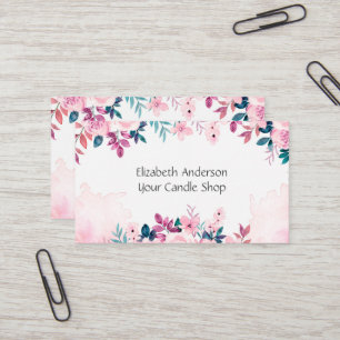 Roze groene Floral Feminine Small Business Visitekaartje