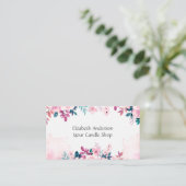 Roze groene Floral Feminine Small Business Visitekaartje (Staand voorkant)