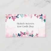 Roze groene Floral Feminine Small Business Visitekaartje (Voorkant)