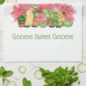 Roze groene Floral Gnomes Gnome Sweet Gnome Theedoek (Gevouwen)