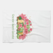 Roze groene Floral Gnomes Gnome Sweet Gnome Theedoek (Horizontaal)