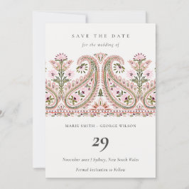 Roze groene Floral Paisley Motif sparen de Kaart v