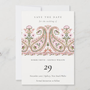 Roze groene Floral Paisley Motif sparen de Kaart v