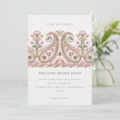Roze groene Floral Paisley Motif Vow Renewal Invit Bedankkaart (Staand voorkant)