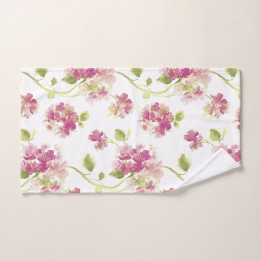 Roze groene Floral Pattern Bath Towel Set Bad Handdoek (Handdoek)