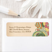  roze groene floral swirl adresetiketten etiket (Insitu)