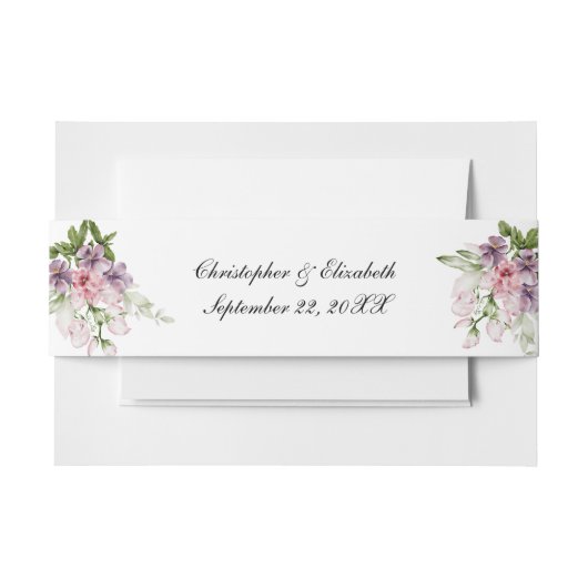 Roze groene Floral Traditional Classic Wedding Uitnodigingen Wikkel (Voorkant Voorbeeld)