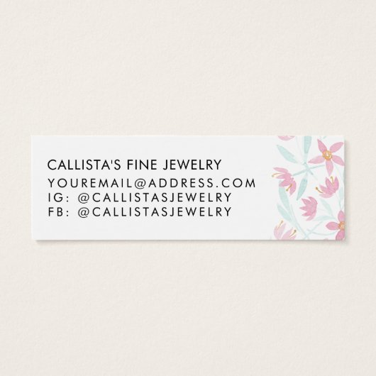 Roze groene Floral Waterverf die beeldscherm verdi Mini Visitekaartjes (Achterkant)