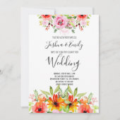 Roze groene Floral Weddenschap Kaart (Voorkant)