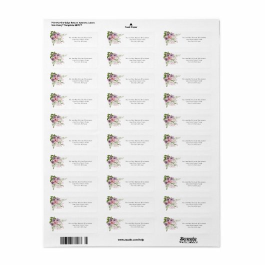 Roze groene Floral Weduwen Terugkeeradres label (Full Sheet)