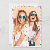 Roze groene florale waterverf Sweet 16 Kaart (Achterkant)