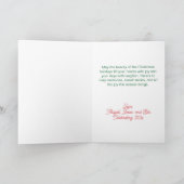 Roze Groene Foto Retro Patroon Kerst Kaart (Binnen)