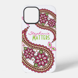 Roze Groene Funky Paisley Persoonlijk iPhone 12 Hoesje