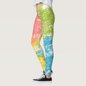 Roze groene gele blauwe regenboog leggings (Links)