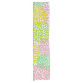 Roze groene gele Dahlia Materie Table Runner Korte Tafelloper (Voorkant)