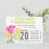 Roze groene gele foto Floral ModernTypografie Kaart (Staand voorkant)