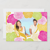 Roze groene gele foto Floral ModernTypografie Kaart (Achterkant)