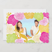 Roze groene gele foto Floral ModernTypografie Kaart (Achterkant)