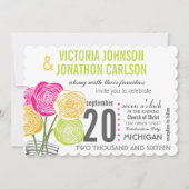 Roze groene gele foto Floral ModernTypografie Kaart (Voorkant)