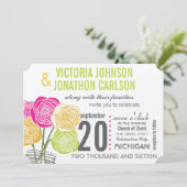 Roze groene gele foto Floral ModernTypografie Kaart (Staand voorkant)