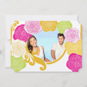 Roze groene gele foto Floral ModernTypografie Kaart (Achterkant)