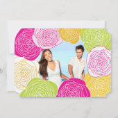 Roze groene gele foto Floral ModernTypografie Kaart (Achterkant)