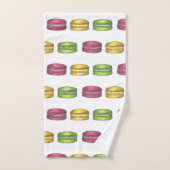 Roze groene gele Franse Macaron Cookie Sweets Bad Handdoek (Handdoek)