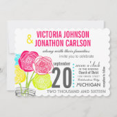 Roze groene Gele Mason Jar Floral Typografie Kaart (Voorkant)