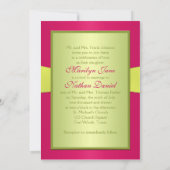 Roze, groene, gele uitnodiging voor weddenschappen (Achterkant)