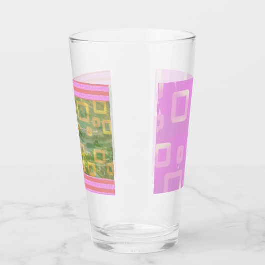 Roze groene geometrische glazen beker (Links)