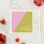 Roze groene geometrische kleurenbalk Mitzvah Servet (Insitu)