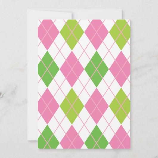 Roze & groene gepersonaliseerde golf feestuitnodig kaart (Achterkant)