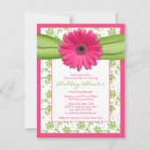Roze Groene Gerbera Daisy Baby shower Uitnodiging (Voorkant)