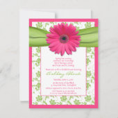 Roze groene Gerbera Daisy Bridal Shower Kaart (Voorkant)