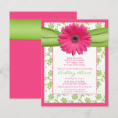 Roze groene Gerbera Daisy Bridal Shower Kaart (Voorkant / Achterkant)