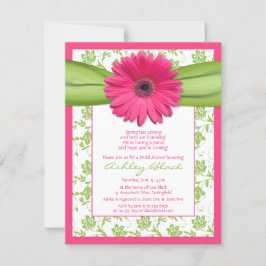 Roze groene Gerbera Daisy Bridal Shower Kaart
