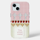 Roze groene geruite kruis aardbei duif geloof Case-Mate iPhone case (Achterkant)