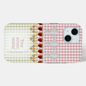 Roze groene geruite kruis aardbei duif geloof Case-Mate iPhone case (Achterkant (horizontaal))