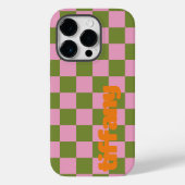 Roze groene geruite telefoonhoesje Case-Mate iPhone case (Achterkant)