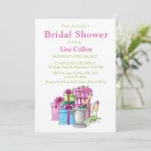 Roze Groene Geschenken Champagne glazen Kaart (Staand voorkant)