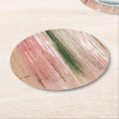 Roze groene gestreept abstracte schilderkunst ronde kartonnen onderzetter (Gebogen)
