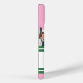 Roze & groene gestreepte gepersonaliseerde retro c Case-Mate iPhone case (Achterkant / Rechts)